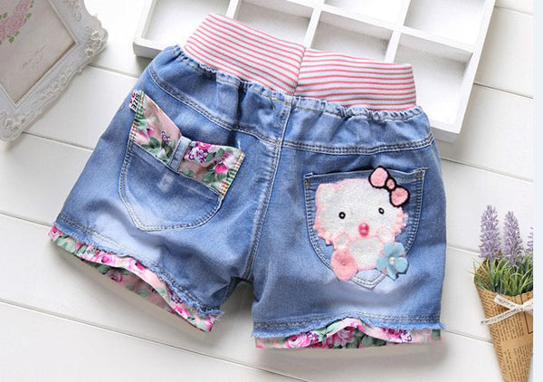 2016 summer fashion children denim shorts 100% cotton diamond sand short shorts for girls kids casual jeans shorts 4-12years