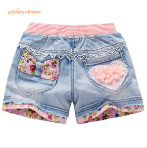 2016 summer fashion children denim shorts 100% cotton diamond sand short shorts for girls kids casual jeans shorts 4-12years