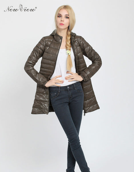 2017 Fashion Down Coat Winter Jacket Women Hooded Long Ultralight Duck Down Coats Slim Parka For Girls Female Ladies Plus Size