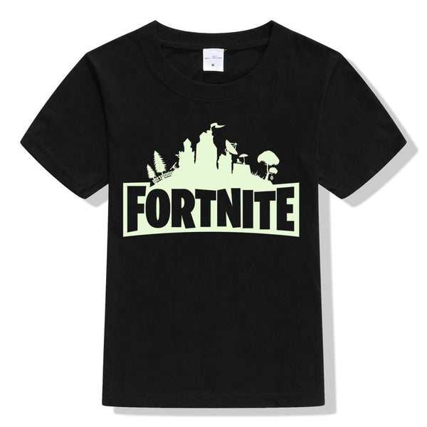 Luminous Fortnite Kids T Shirt Fluorescent Game Fortnite Logo Children T-shirt Glow In Dark Boy Girl Summer Clothes Teens Tops