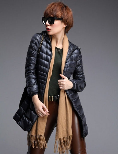 2017 Fashion Down Coat Winter Jacket Women Hooded Long Ultralight Duck Down Coats Slim Parka For Girls Female Ladies Plus Size