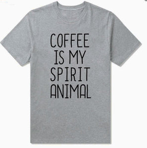 coffee is my spirit animal Graphic letter Printed T-Shirt Short Sleeve Casual Stylish Tee Trendy Aesthetic Ladies Tops Outfits