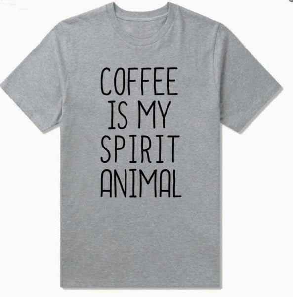 coffee is my spirit animal Graphic letter Printed T-Shirt Short Sleeve Casual Stylish Tee Trendy Aesthetic Ladies Tops Outfits