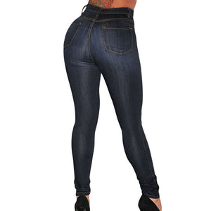 Women's High Waist Jeans Casual Slim Cotton Dark Wash Denim Skinny Jeans