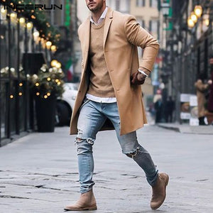 Fashion Winter Men's Trench Long Overcoat Classic Jackets