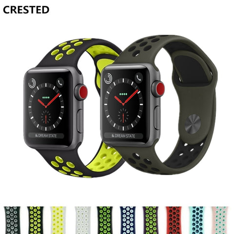 CRESTED Sport band For Apple Watch 42mm 38mm silicone strap iwatch series 3 2 1 wrist bands bracelet Rubber watchband nike belt