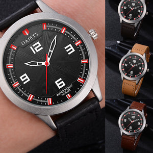 Male Fashion Pattern Quartz Watch Leather Strap Belt Table Watches